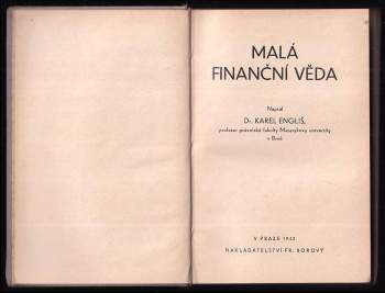 Karel Engliš: Malá finanční věda