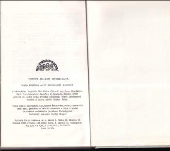 Esther Hallam Meynell: Malá kronika Anny Magdaleny Bachové