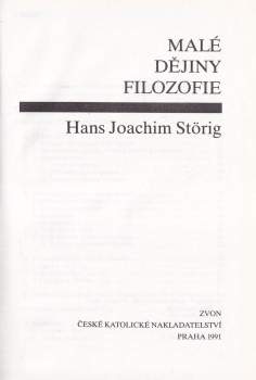 Hans Joachim Störig: Malé dějiny filozofie