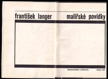 František Langer: Malířské povídky