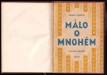 Josef Čapek: Málo o mnohém