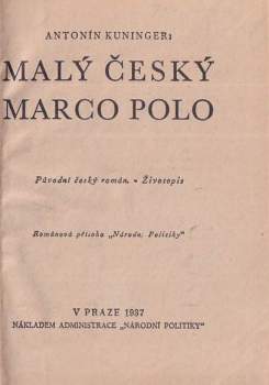 Antonín Kuninger: Malý český Marco Polo