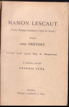 Antoine François Prévost: Manon Lescaut
