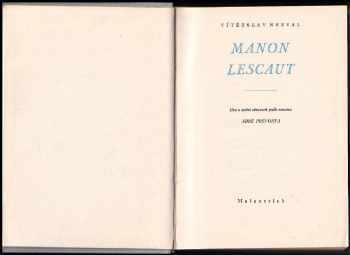 Vítězslav Nezval: Manon Lescaut
