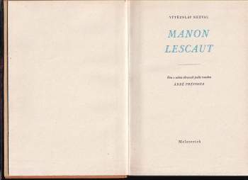 Vítězslav Nezval: Manon Lescaut