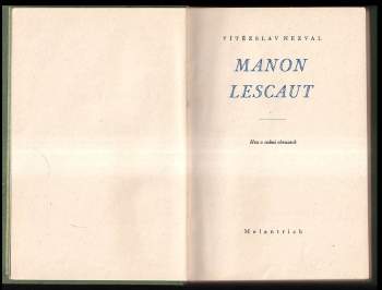 Vítězslav Nezval: Manon Lescaut