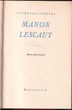 Vítězslav Nezval: Manon Lescaut