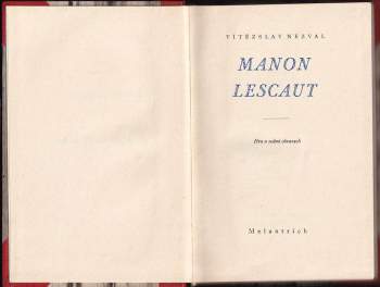 Vítězslav Nezval: Manon Lescaut