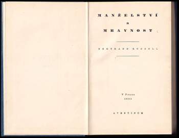 Bertrand Russell: Manželství a mravnost