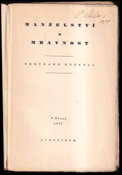 Bertrand Russell: Manželství a mravnost