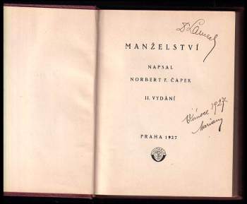 Norbert Fabián Čapek: Manželství