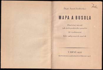 Josef Jedlička: Mapa a busola