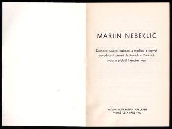 František Press: Mariin nebeklíč