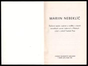 František Press: Mariin nebeklíč