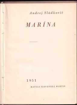 Andrej Sládkovič: Marína