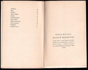 Oldřich Mikulášek: Marné milování