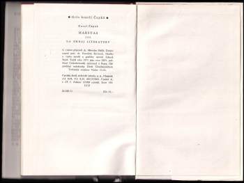 Karel Čapek: Marsyas, čili, Na okraj literatury