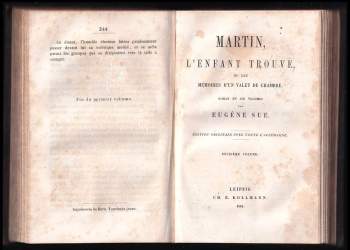 Eugène Sue: Martin L'enfant Trouve Memoires d'un Valet de Chambre - Volume 1 - 6 ve 3 svazcích