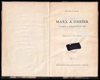 Harold Joseph Laski: Marx a dnešek