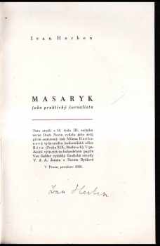 Ivan Herben: Masaryk jako praktický žurnalista