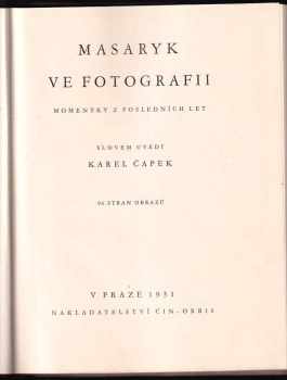 Karel Čapek: Masaryk ve fotografii
