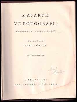 Karel Čapek: Masaryk ve fotografii