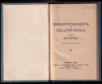 Jan Herben: Masarykova sekta a Gollova škola