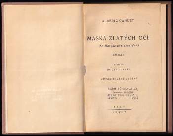 Albéric Cahuet: Maska zlatých očí