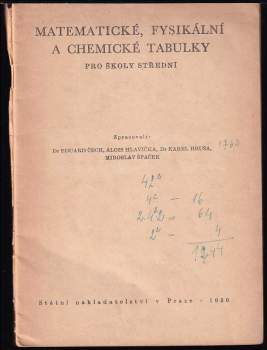 Eduard Čech: Matematické, fysikální a chemické tabulky pro školy střední