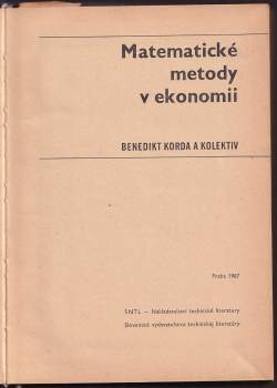 Benedikt Korda: Matematické metody v ekonomii