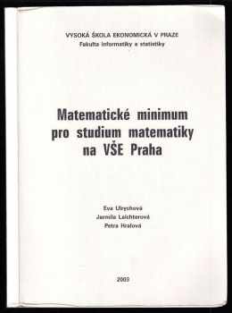 Eva Ulrychová: Matematické minimum pro studium matematiky na VŠE Praha