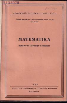 Jaroslav Sekanina: Matematika