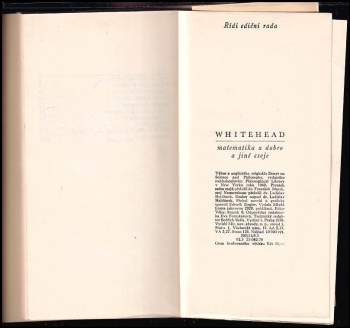 Alfred North Whitehead: Matematika a dobro a jiné eseje
