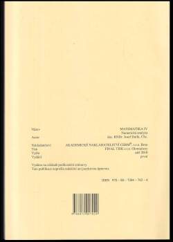 Josef Dalík: Matematika IV