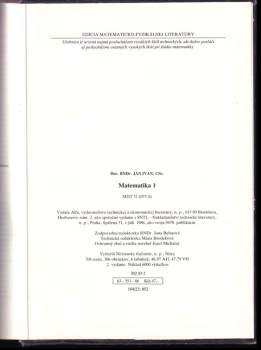 Ján Ivan: Matematika 1