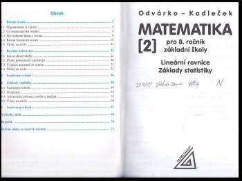 Oldřich Odvárko: Matematika pro 8. ročník základní školy
