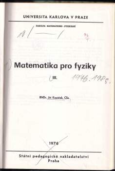Jiří Kopáček: Matematika pro fyziky