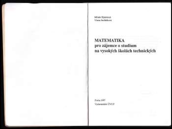 Miluše Hyánková: Matematika pro zájemce o studium na vysokých školách technických