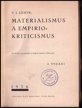 Vladimir Il'jič Lenin: Materialismus a empiriokriticismus - kritická poznámka o jedné reakční filosofii