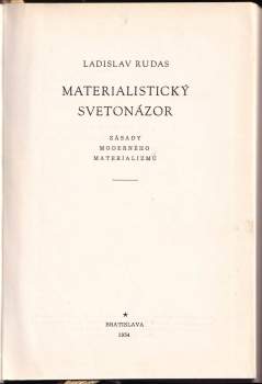 László Rudas: Materialistický svetonázor