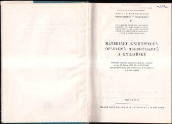 Jaroslav Šalda: Materiály knihtiskové, ofsetové, hlubotiskové a knihařské