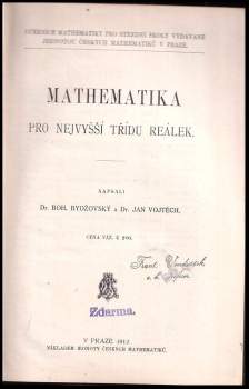 Jan Vojtěch: Mathematika pro nejvyšší třídu reálek