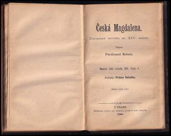 Ferdinand Schulz: Matice lidu - ročník XX. - číslo 4, 5 a 6 - Duševní život zvířat - druhá část od strany 145 + Slavná župa + Česká Magdalena