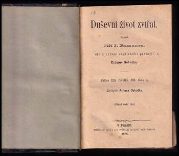 Ferdinand Schulz: Matice lidu - ročník XX. - číslo 4, 5 a 6 - Duševní život zvířat - druhá část od strany 145 + Slavná župa + Česká Magdalena