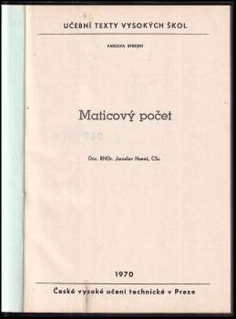 Jaroslav Hanus: Maticový počet