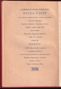 Charles-Louis Philippe: Matka a dítě