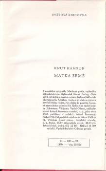 Knut Hamsun: Matka země