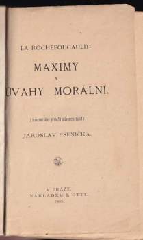 Francois de La Rochefoucauld: Maximy a úvahy morální