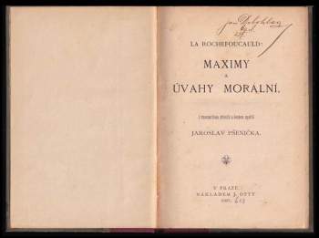 Francois de La Rochefoucauld: Maximy a úvahy morální