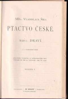 Vladislav Šír: Mdra. Vladislava Šíra Ptactvo české